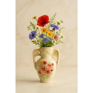 Carl Thieme Dresden 1910s Austria Export Floral Porcelain Vase, 1.5x6”